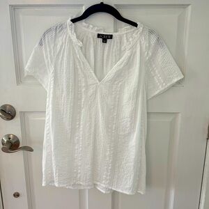 J. Crew White Seersucker Top Small